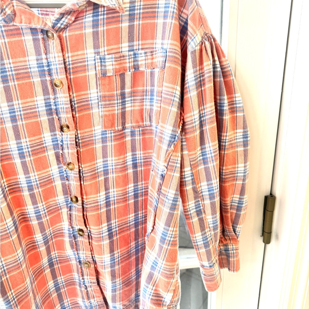 Blueb Collection Sz L Soft Puffed Sleeve Flannel - Picture 3 of 7